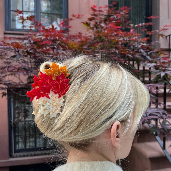 Hand-Painted Maple Leaves Claw Hair Clip