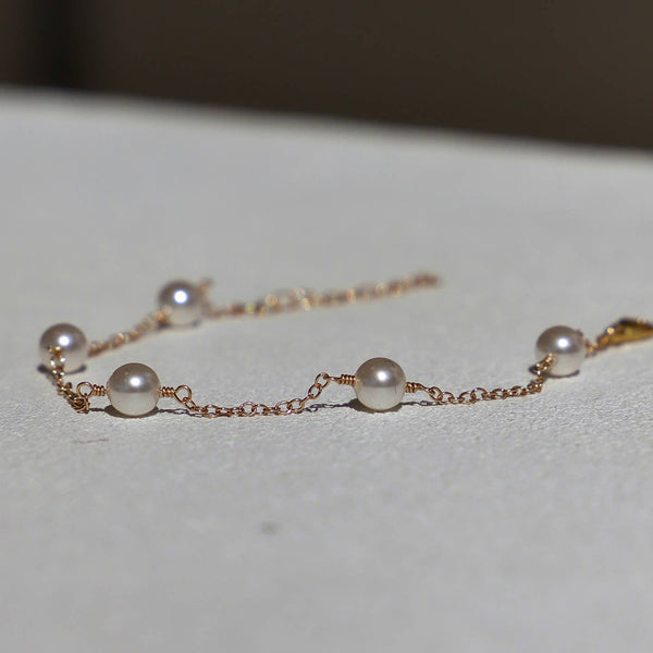 Gold Pearl Station Bracelet