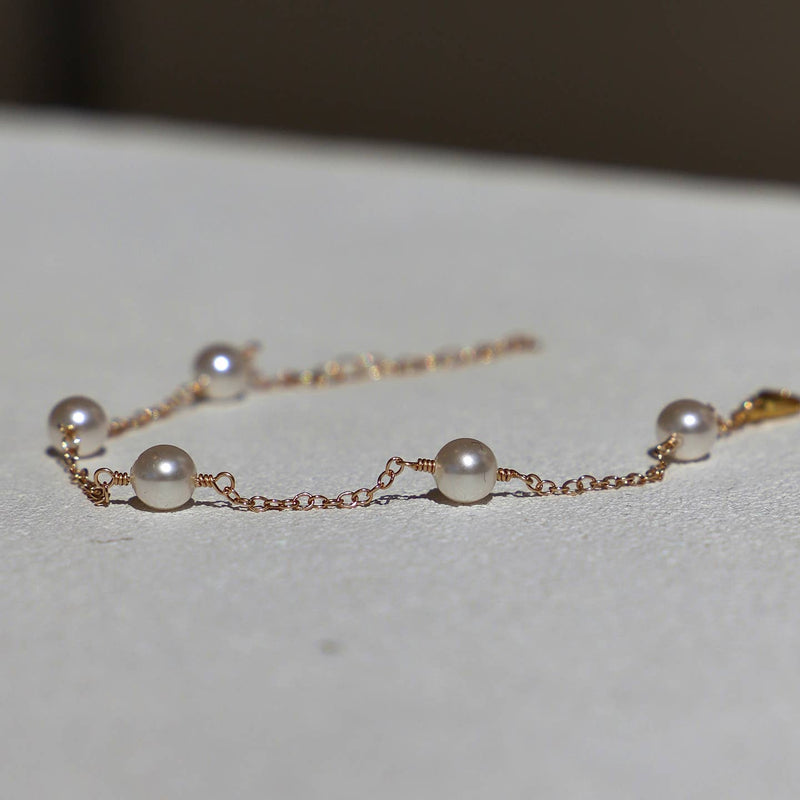 Gold Pearl Station Bracelet