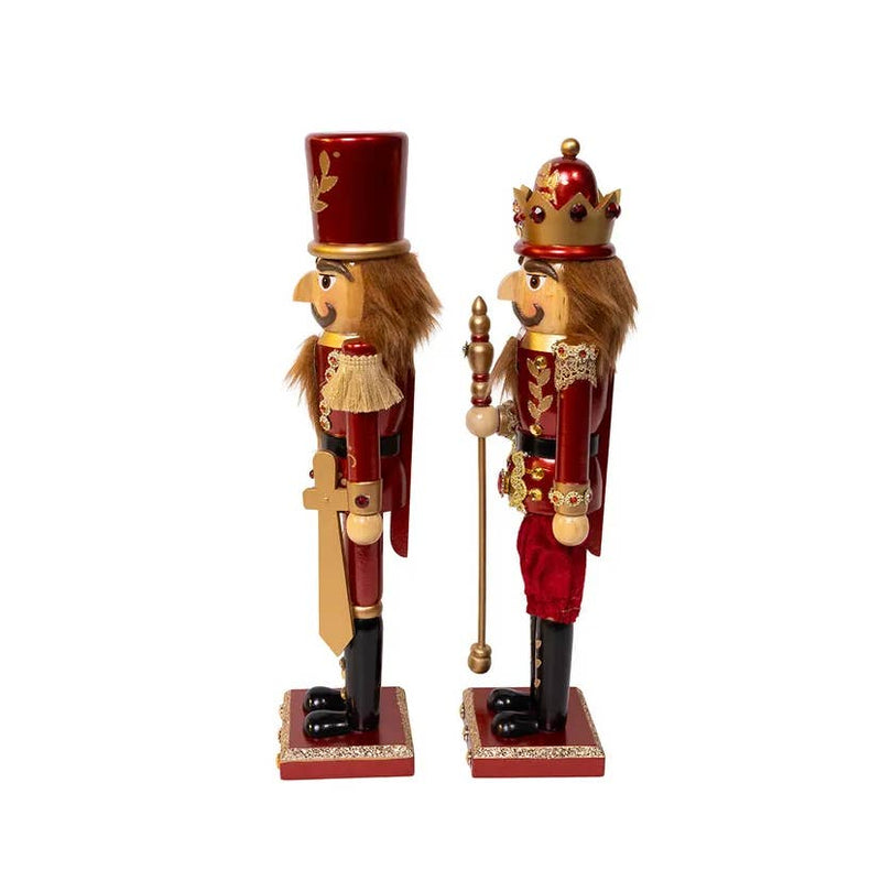 Wooden Gold and Burgundy Nutcrackers
