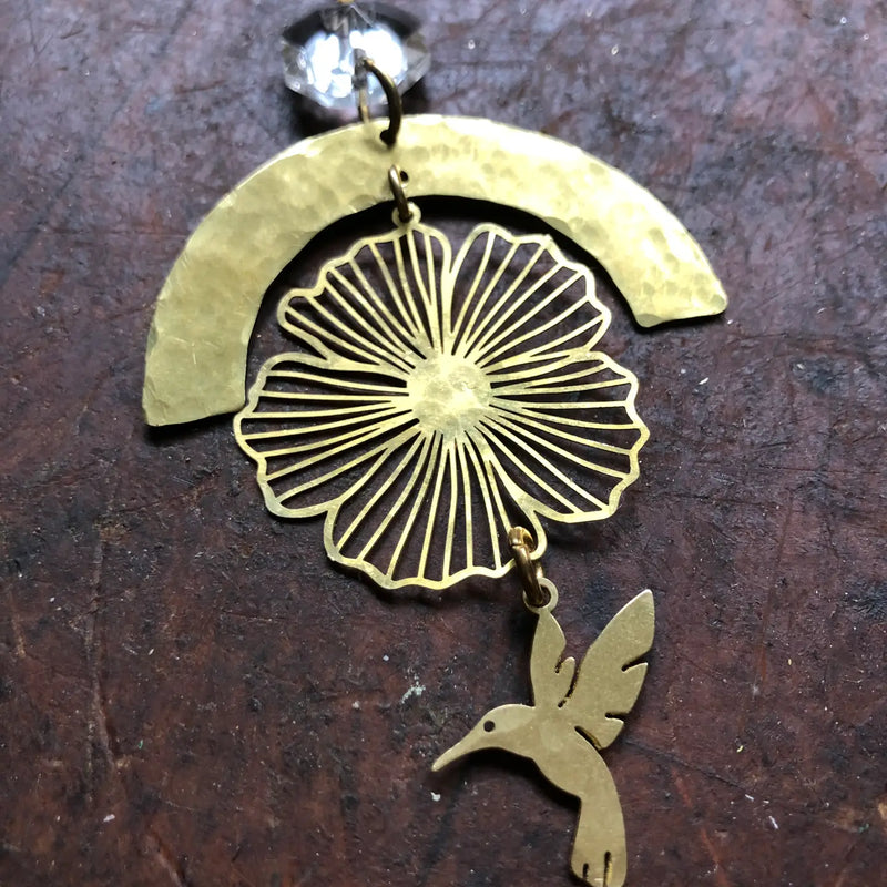 Hummingbird Prayer Brass Ornament