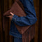 Suede Oversize Fringe Clutch