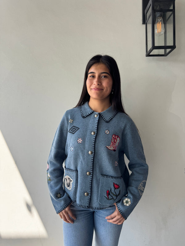 Pendleton Souvenir Cardigan - Denim Heather