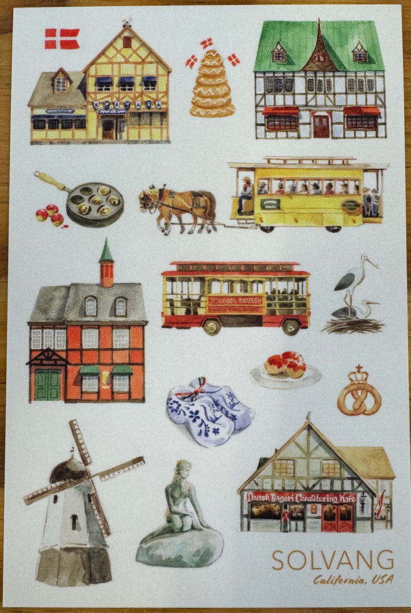Solvang Town Icons Postcard