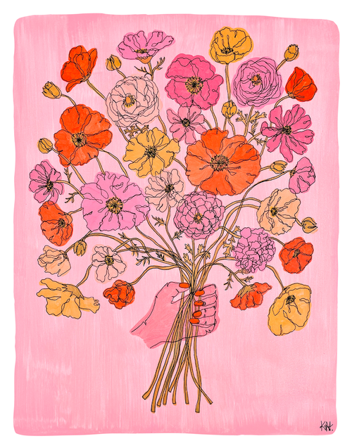 "Got These For You" Bouquet Print Kim Hoppe