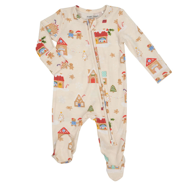 Gingerbread Village Zipper Footie
