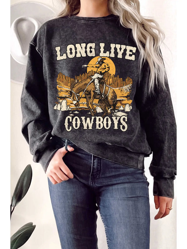 Long Live Cowboys Mineral Graphic Terry Sweatshirt