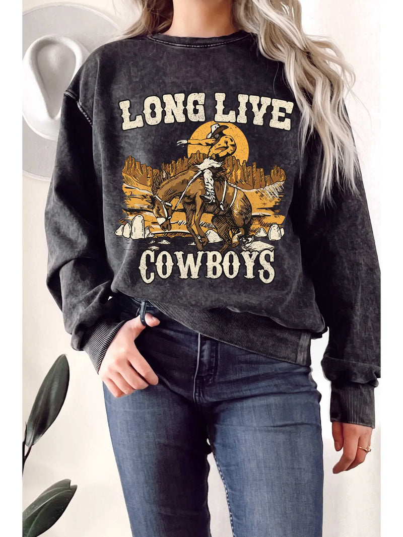 Long Live Cowboys Mineral Graphic Terry Sweatshirt