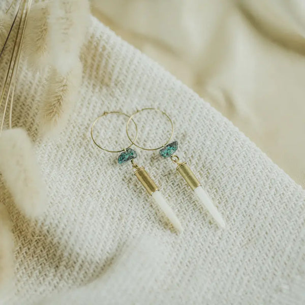 Quill and Turquoise Hoops