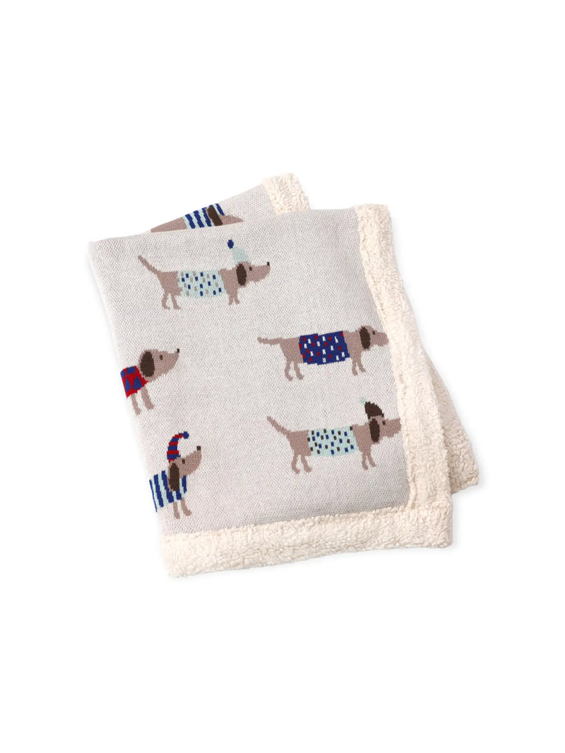 Cozy Sherpa Knit Baby Blanket - Dachshund Dog (Organic)