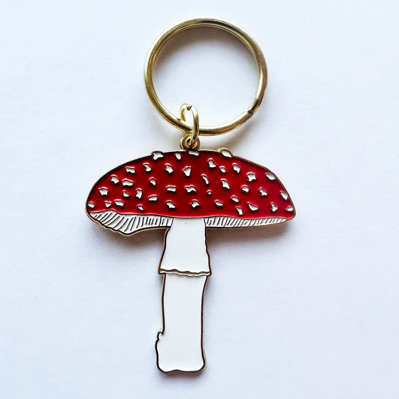 Mushroom Enamel Keychain - Fly Agaric Amanita Muscaria