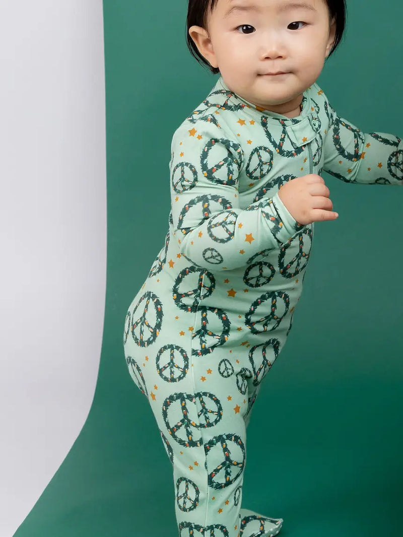 Baby Bamboo Sleeper - Peace + Joy - Christmas Pajamas