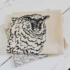 Organic Cotton Sheep Tea Towel (Black)