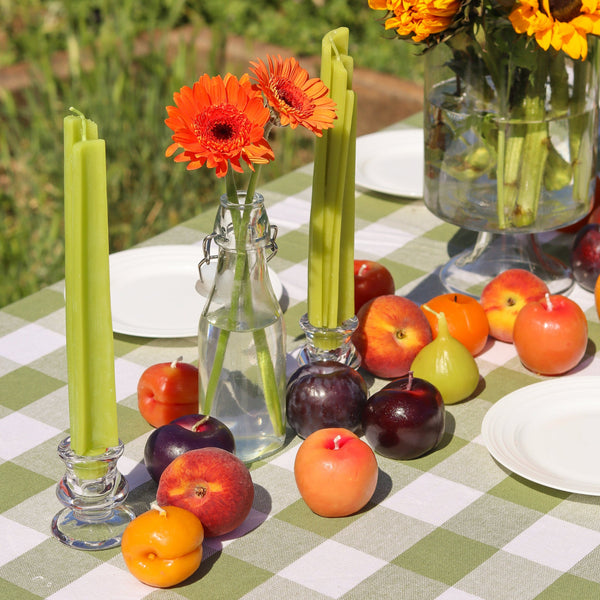 Celery Beeswax Candles Pair