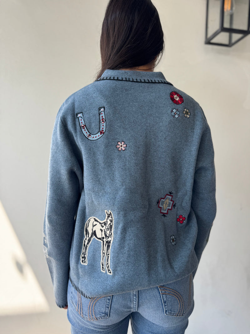 Pendleton Souvenir Cardigan - Denim Heather