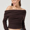Rollas Cold Shoulder Top Chocolate