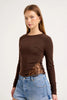 Siren Lace Long Sleeve Tee - Espresso