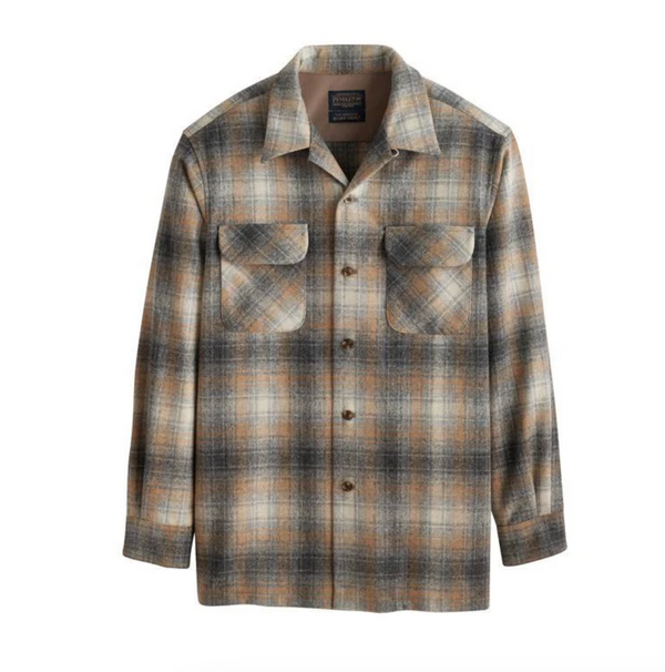 Pendleton Original Board Shirt in Grey Mix/Tan Mix Plaid