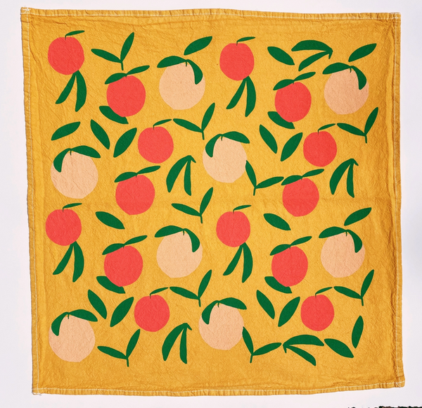 Yellow Peach Toss Tea Towel