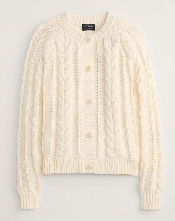 Pendleton Cotton Cable Cardigan - Ecru