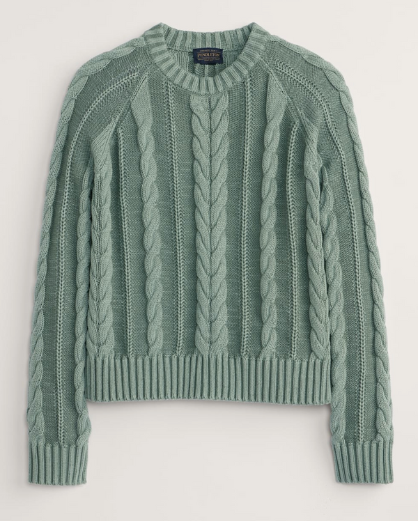 Pendleton Cotton Cable Sweater - Sage