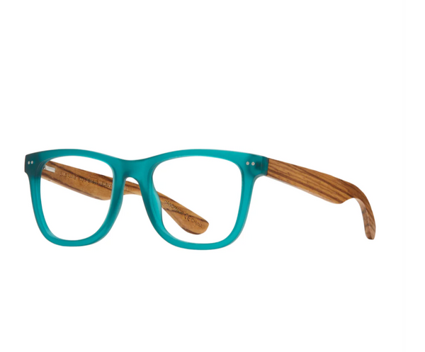 Seaglass Matte Reader Blue Light Filtering Glasses - Teal Walnut Wood