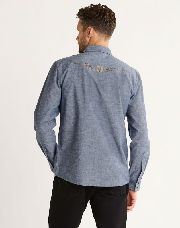 Gambler Chambray Shirt - Dark Blue Rodeo