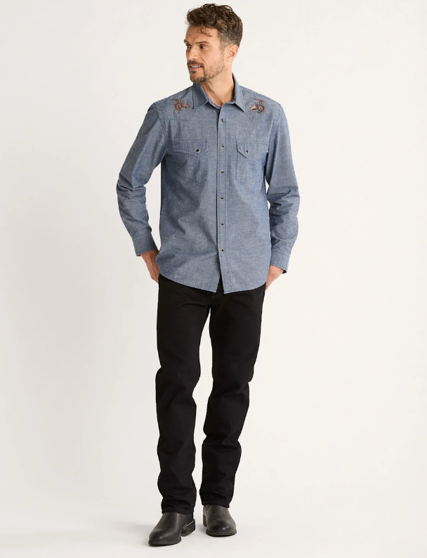 Gambler Chambray Shirt - Dark Blue Rodeo