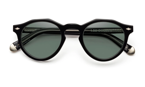 Dogleg Sunglasses- Gloss Black - Polarized Gray-green