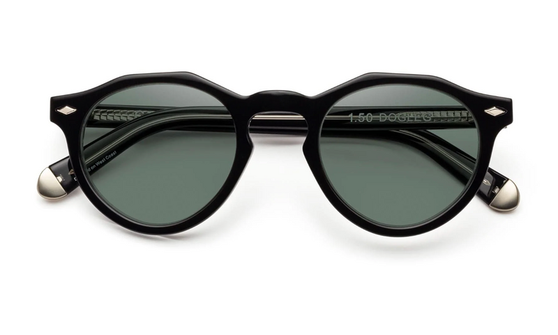Dogleg Sunglasses- Gloss Black - Polarized Gray-green