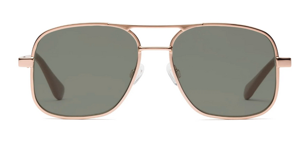 Metamodernist Scout Sunglasses- Polished Rose Gold-Polarized Green