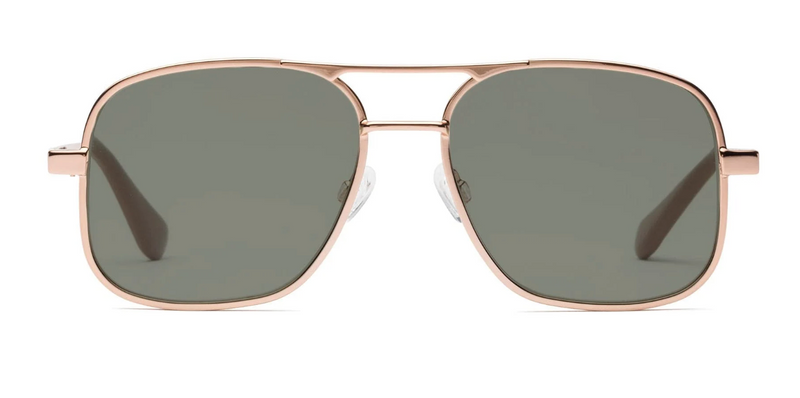 Metamodernist Scout Sunglasses- Polished Rose Gold-Polarized Green