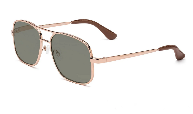 Metamodernist Scout Sunglasses- Polished Rose Gold-Polarized Green