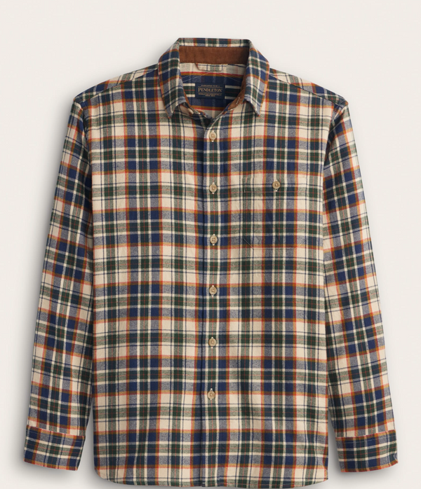 Men's Plaid Cotton Fremont Flannel Shirt- Tan Multi Plaid