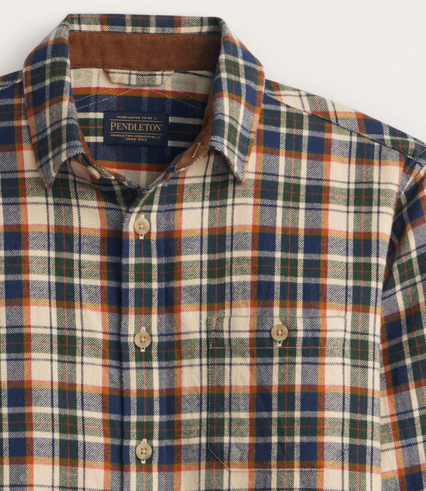 Men's Plaid Cotton Fremont Flannel Shirt- Tan Multi Plaid