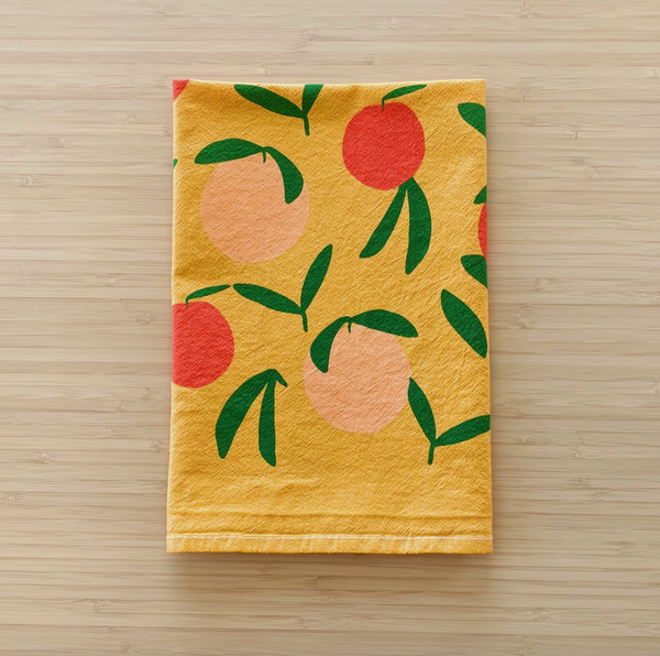 Yellow Peach Toss Tea Towel