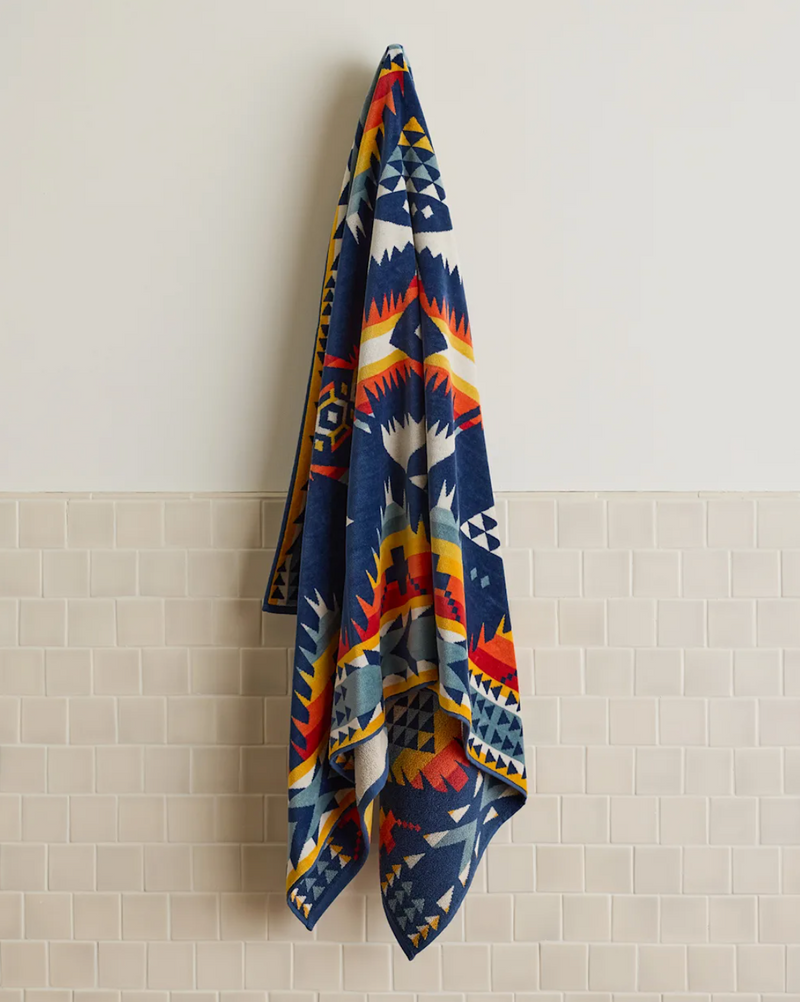 Oversized Jacquard Spa Towel - Nehalem Navy