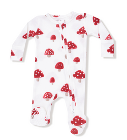 2 Way Zipper Footie-Painterly Mushrooms