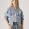 '90s Shrunken Collarless Trucker Jacket