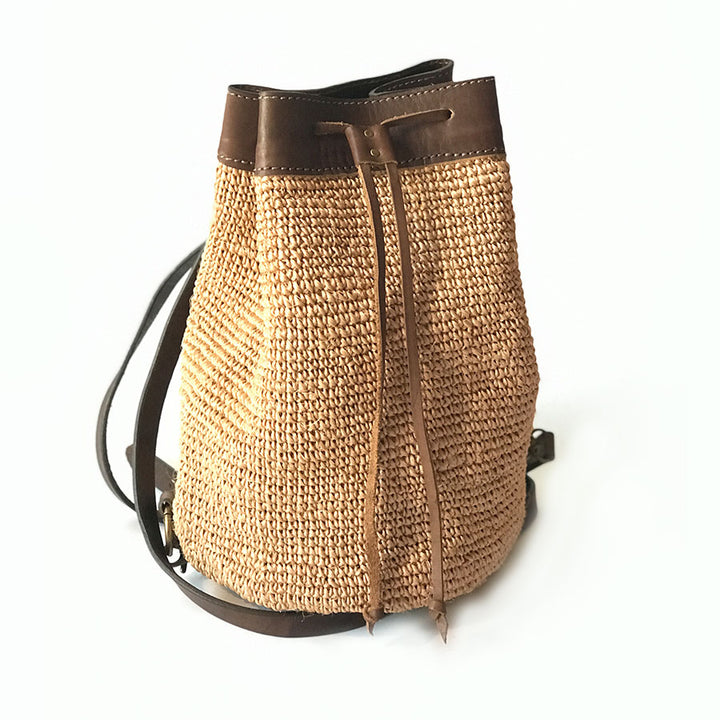 Transito Woven Mini Backpack - Natural & Chocolate
