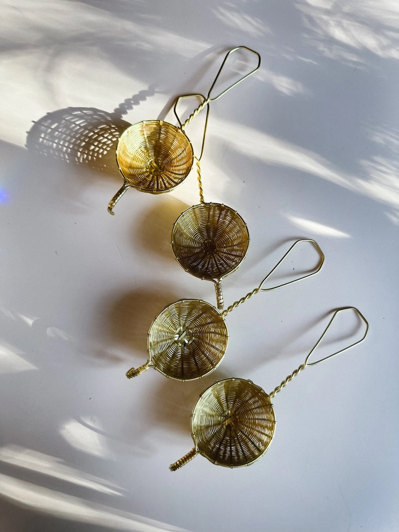 Hand-Woven Brass Strainer For Loose Leaf Tea