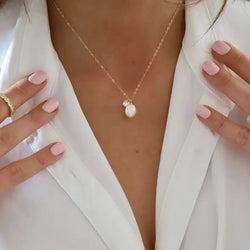 Double Pearl Drop Neckalce
