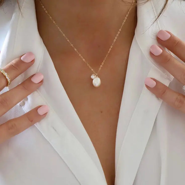 Double Pearl Drop Neckalce