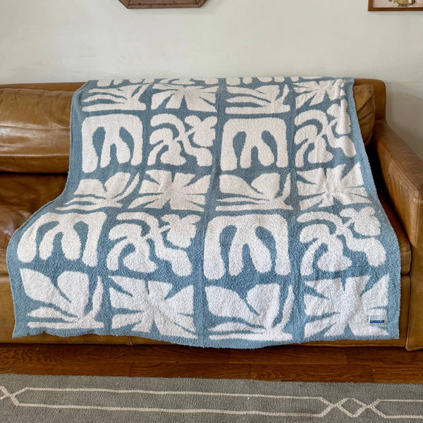 Lanai Plush Throw - Slate Blue