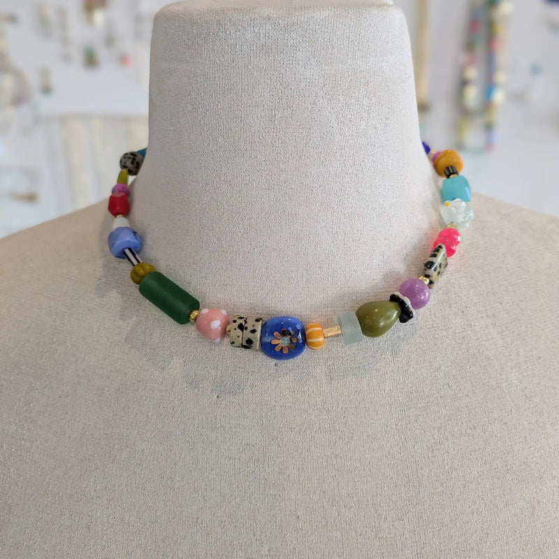 Bright Colorful Beaded Necklace