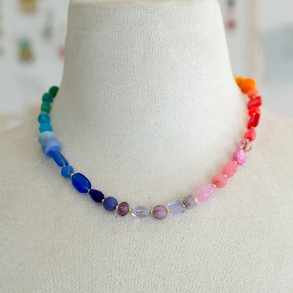 Rainbow Beaded Colorful Necklace