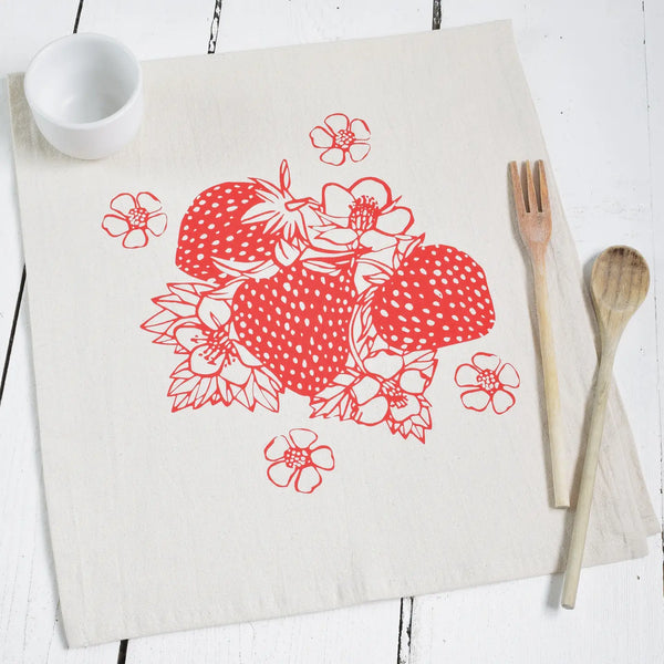 Organic Cotton Strawberry Tea Towel