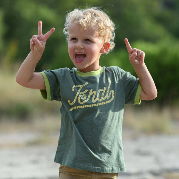 Feral Vintage Ringer Child Shirt - Green