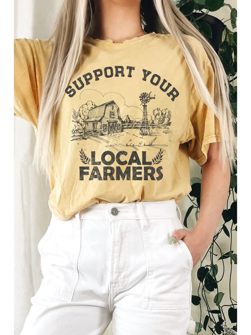 Support Your Local Farmers Long Crop Top