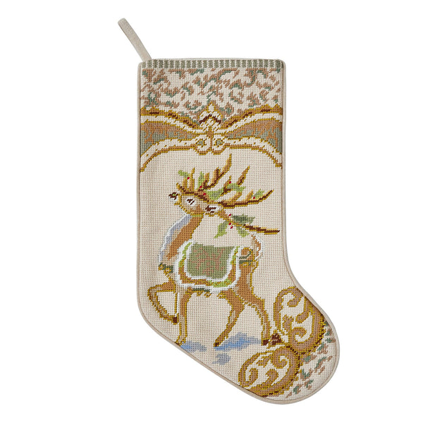 Reindeer Embroidered  Stocking